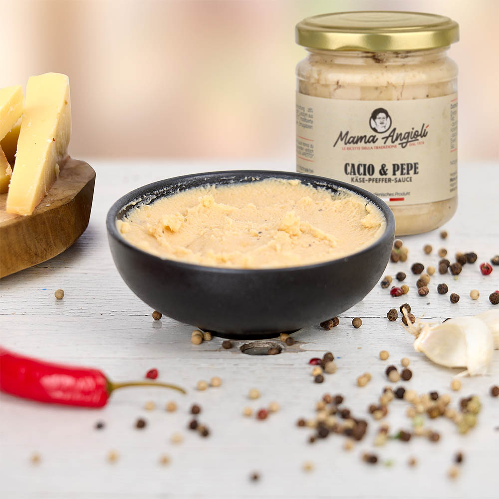 Cacio &amp; Pepe - Käse-Pfeffersauce 180g MHD- 17.09.2025 - Mama Angioli
